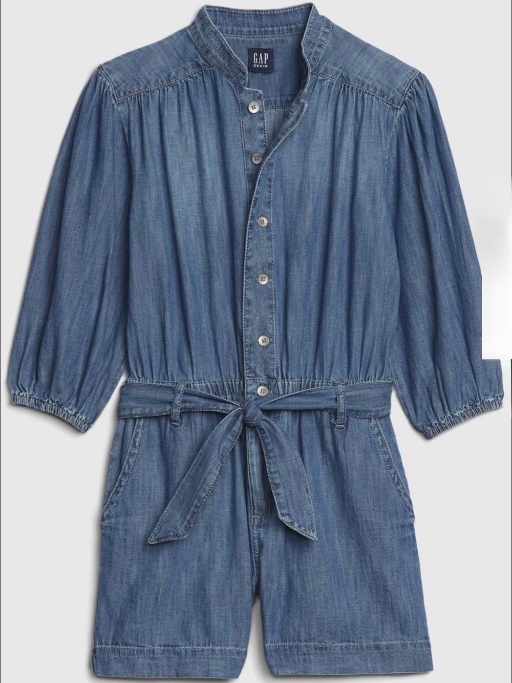 NWT GAP Kids Denim Long Sleeve Romper with Belt - Size XL Girls - Picture 2 of 11